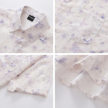 Cămașă cu mânecă scurtă imprimată Jacquard fluture – Casual