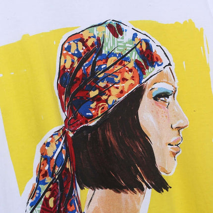 Hochwertiges Straßenmode Buntes Druck T-Shirt