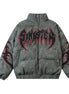 Leather Jacket Flame Embroidered Cotton Jacket For Men