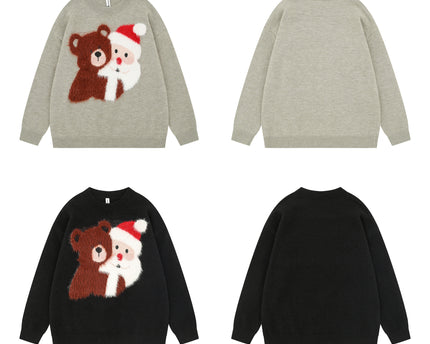 Maglione a manica larga con orso di peluche cartone animato di Natale