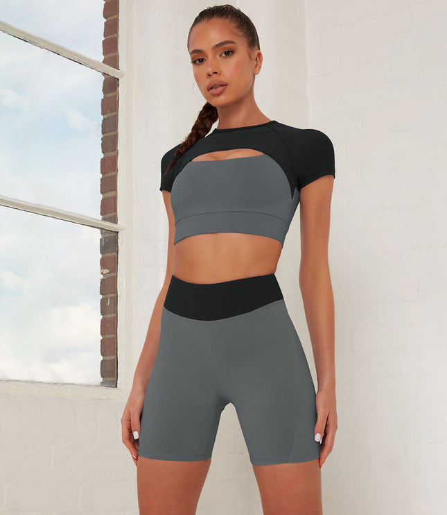 Vibrant Stitched Sports Set: Tank Top & Shorts for Active Workouts