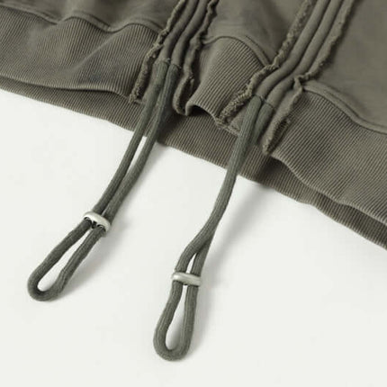 Stripe Patchwork Hoodie – Loose Fit high-quality drawstrings showing detail and craftsmanship.