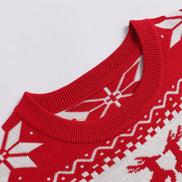 Ladies' Christmas sweater jacquard reindeer pullover warm knit sweater