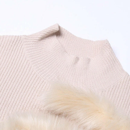 Grozavu's Stand Collar Feather Knit Sweater: Minimalist Style at €72.99