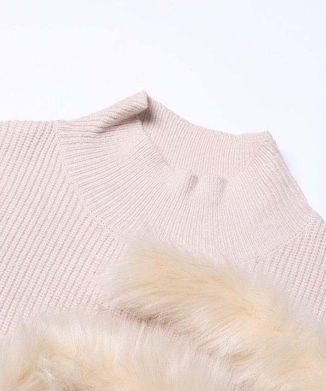 Grozavu's Stand Collar Feather Knit Sweater: Minimalist Style