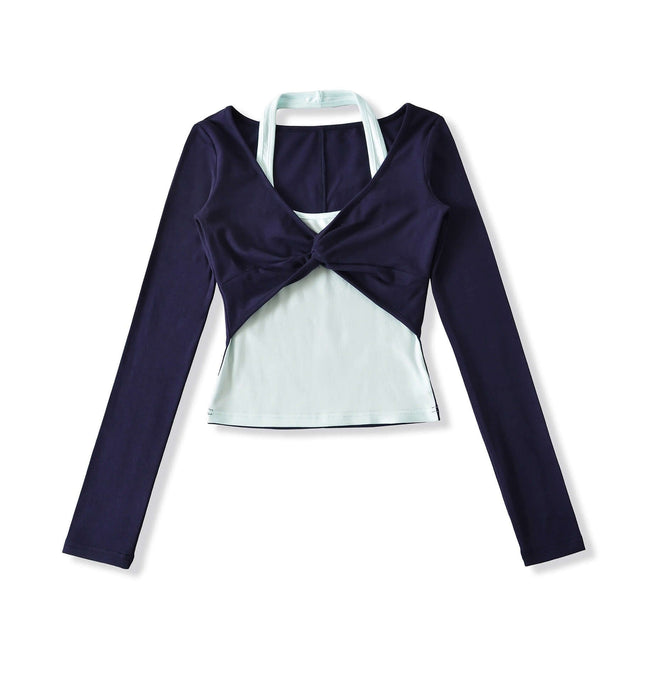 Top de manga larga con cuello colgante