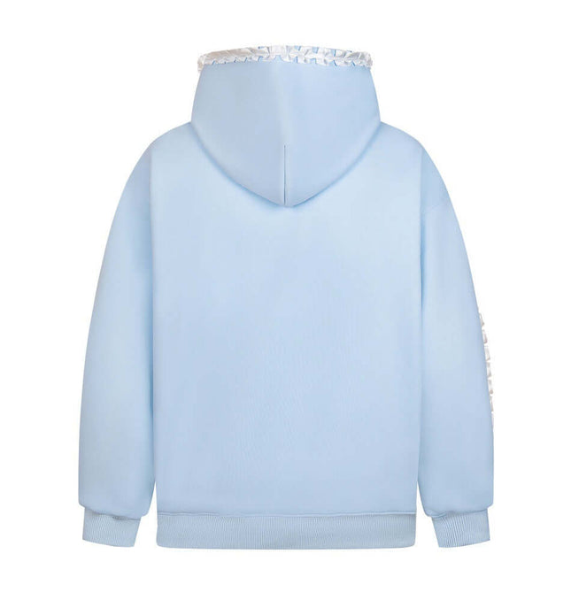 Heart Shaped Lace Hooded Sweatshirt styling detail - Premium Streetwear