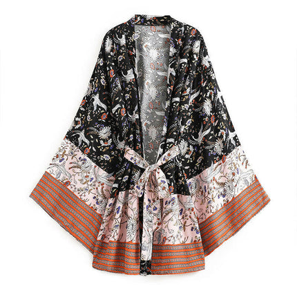 Bohemian Holiday Chic: Rayon Cotton Crane Kimono Cardigan! at €39.99