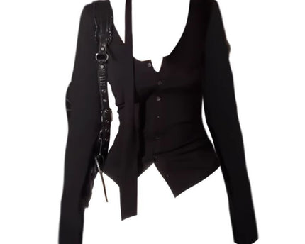 Elegant Fitted Style Seductive V-Neck Long Sleeve T-Shirt