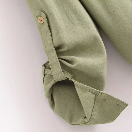 Y2K Vintage Gespaltenes Grünes Hemd – Lockere Passform