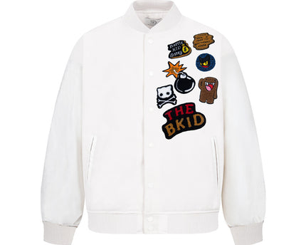 Jachetă de baseball cu broderie cartoon retro în tendințe naționale