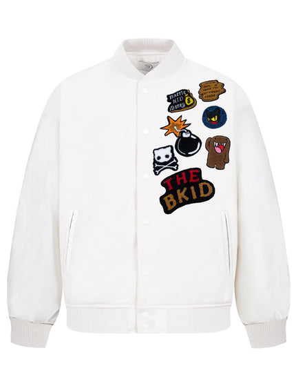 Retro National Trend Cartoon Embroidery Baseball Jacket