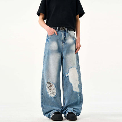 Jeans Casual Desgastados Azul Claro – Corte Suelto