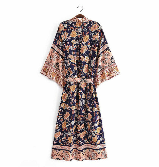 Effortless Elegance: Summer Bohemian Kimono Dress with Flower Belt! at €38.99