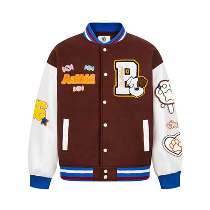 Letter Embroidery Colorblock Jacket