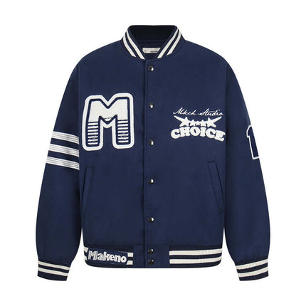 Front view of Heavy Embroidery Letter Baseball - Grozavu brand streetwear