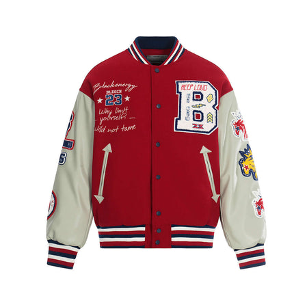 Heavy Embroidery Baseball Jacket – Thick Fit featuring bold embroidery and a stylish urban design.