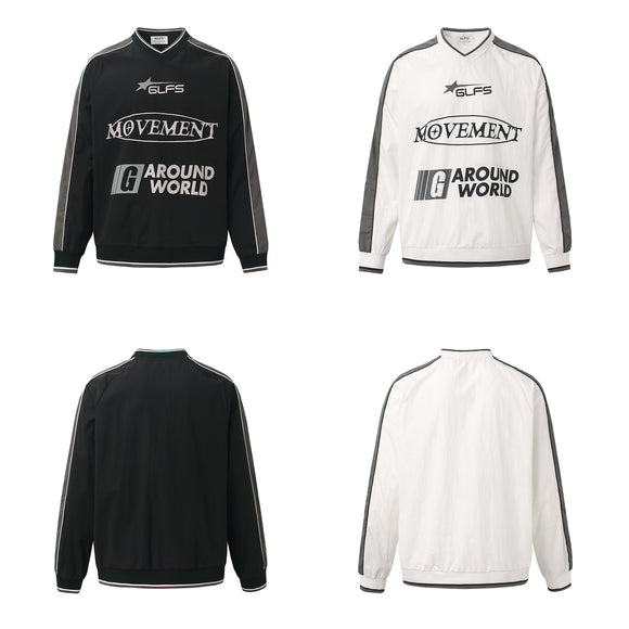 Maglietta Sportiva Impermeabile a V Maniche Lunghe Nera Bianca