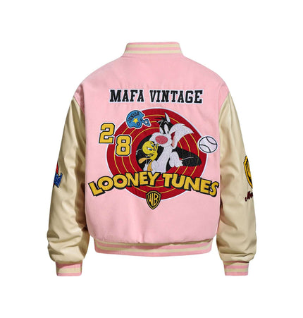 Chaqueta de bordado de letras en patchwork