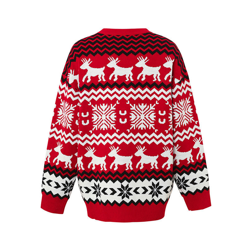 Festive Reindeer Christmas Sweater – Red