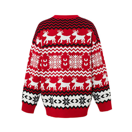 Festive Reindeer Christmas Sweater – Red