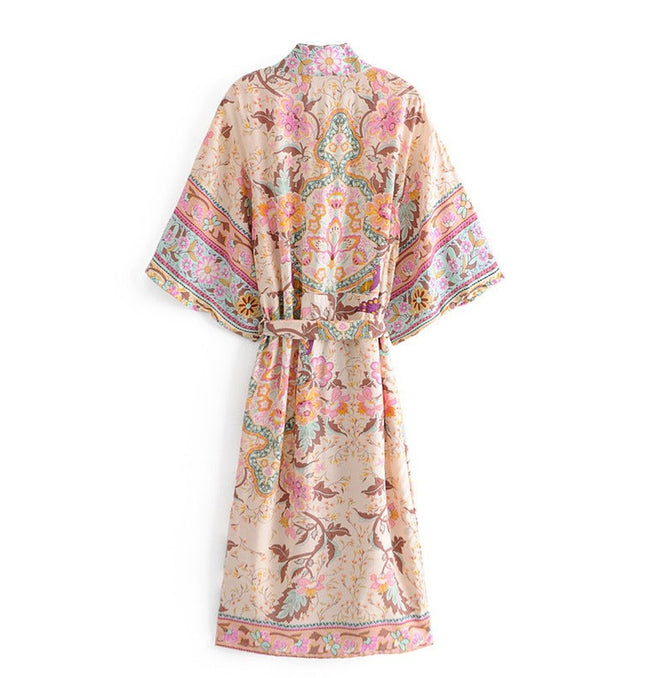 Long Boho Dress: Cotton Doll Sleeve Resort Robe! at €43.99