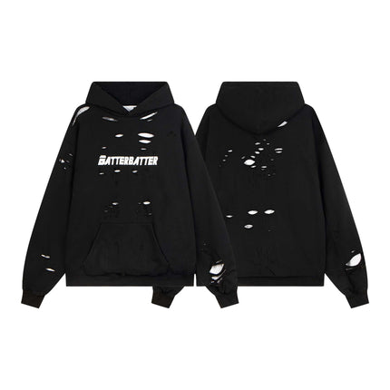 Gewaschene Buchstaben Druck Hoodie – Lockere Passform