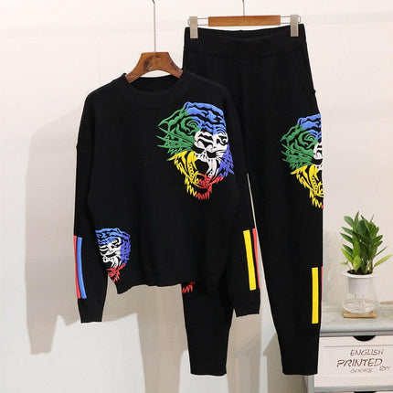 Grozavu Embroidered Tiger Sweater & Pants Set at €99.00