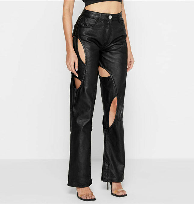 Grozavu Straight Slim Faux Leather Pants: Seasonal Fashion at €49.00