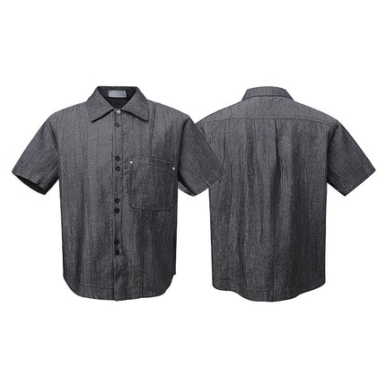 Chemise à col polo noire à manches courtes – Coupe ample