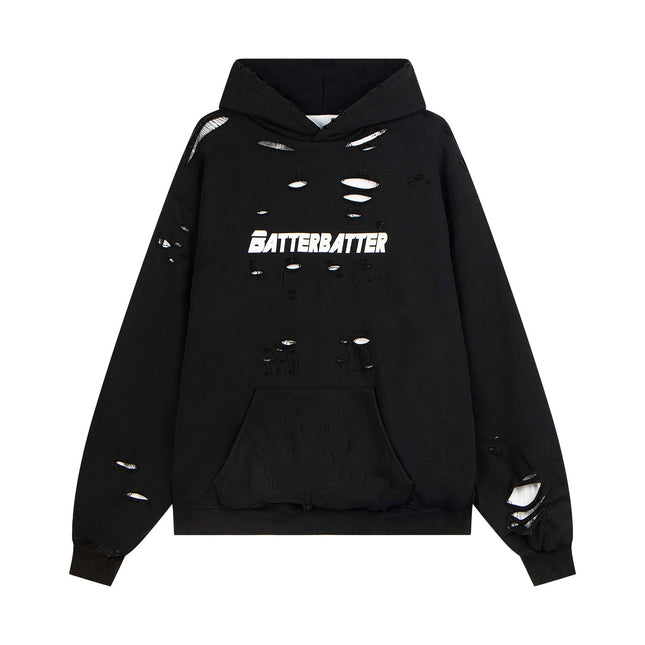 Gewaschene Buchstaben Druck Hoodie – Lockere Passform