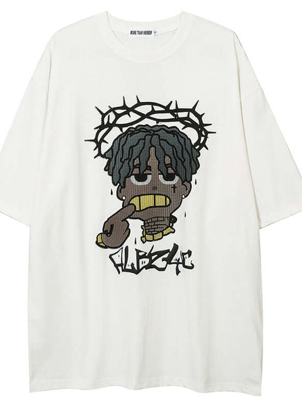 Close-up fabric and fit of Cartoon Half Sleeve Short T-Shirt