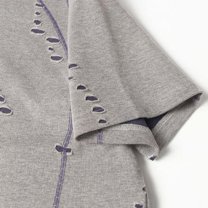 Close-up of the sleeve on the Punk Distressed Short Sleeve T-Shirt – Loose Fit featuring ripped details and relaxed style.