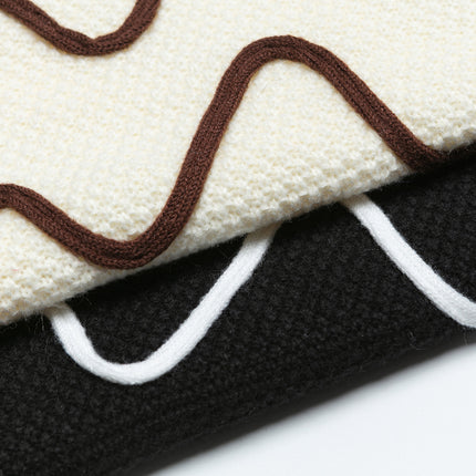 Color Block Line Knit Sweater – Loose Fit