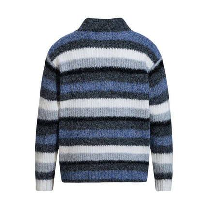 Suéter de Cuello Polo a Rayas de Corte Holgado