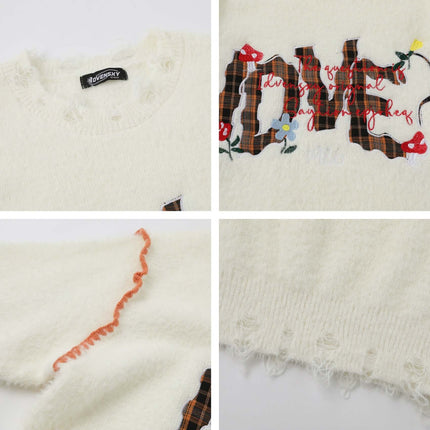 Knit Sweater with Letter Applique