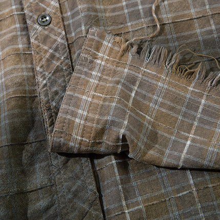 Radiant Plaid Distressed Shirt – Loose Fit