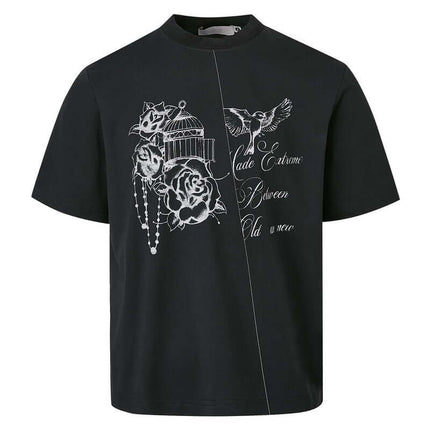 Camiseta Impresa de Hombro Caído – Corte Suelto