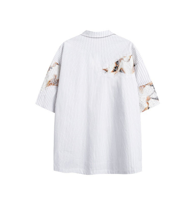 Flame Lace Patchwork Shirt – Loose Fit