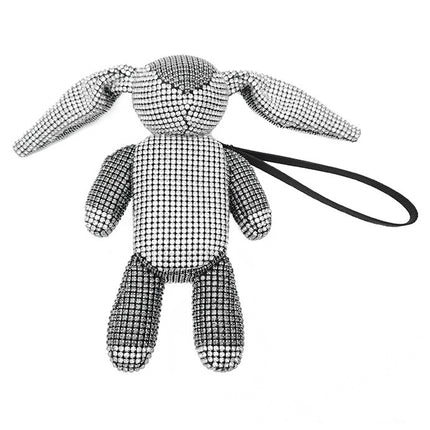 Linda Bolsa de Mano con Llave de Moneda de Diamante de Conejito