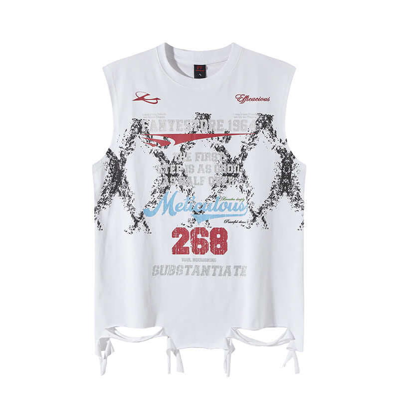 Black hem distressed tank street with Grozavu logo