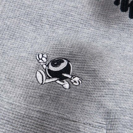 Sudadera con capucha con cremallera bordada de letras desgastadas – Corte holgado