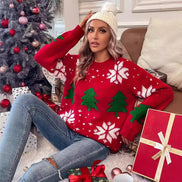 Embroidered Christmas Tree Snowflake Women's Sweater