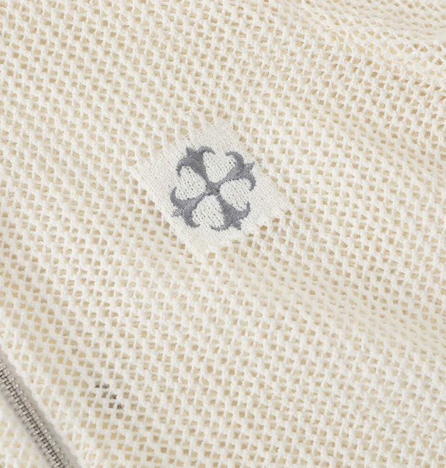 Hooded Embroidered Knit Cardigan