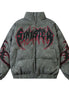 Leather Jacket Flame Embroidered Cotton Jacket For Men