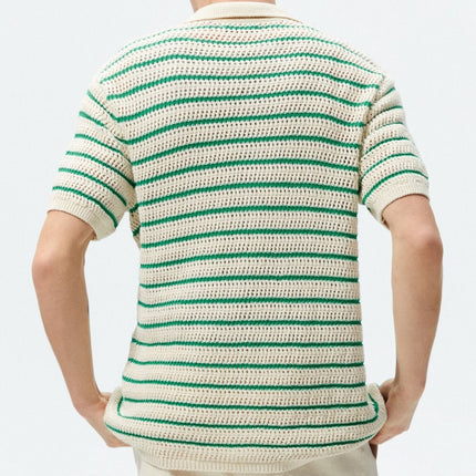 Striped Woolen Polo - Casual Knit Shirt at €39.00