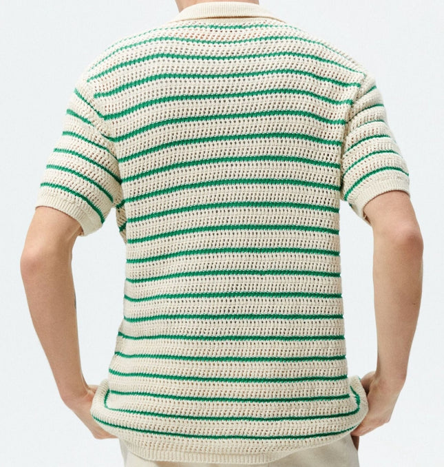 Striped Woolen Polo - Casual Knit Shirt at €39.00