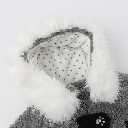 Abrigo de Invierno de Algodón con Cuello de Piel de Oveja