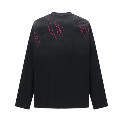Ripped Gradient Long Sleeve T-Shirt – Loose Fit featuring a unique ripped back design in bold gradient colors.