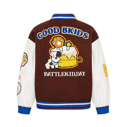 Letter Embroidery Colorblock Jacket